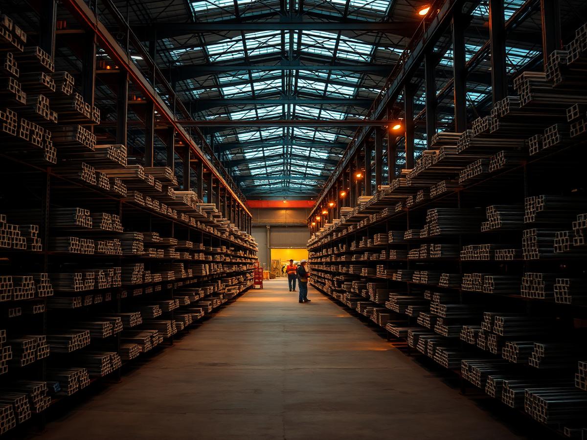 IGLO aluminium warehouse interior with racks of aluminium profiles